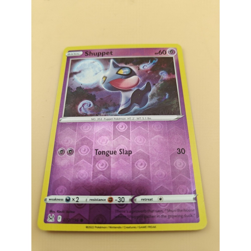 Pokemon Shuppet 072/196 Reverse Holo Lost Origin Common NM TCG Card
